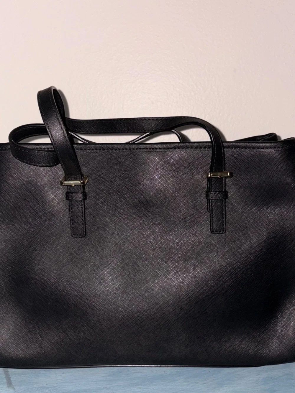 Michael Kors Jet Set Travel Medium Top Zip Tote Black Saffiano NWOT